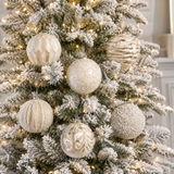4" White Decorative Glass Ball Ornament Assorted Set Of 12