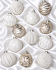 4" White Decorative Glass Ball Ornament Assorted Set Of 12