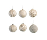 4" White Decorative Glass Ball Ornament Assorted Set Of 12