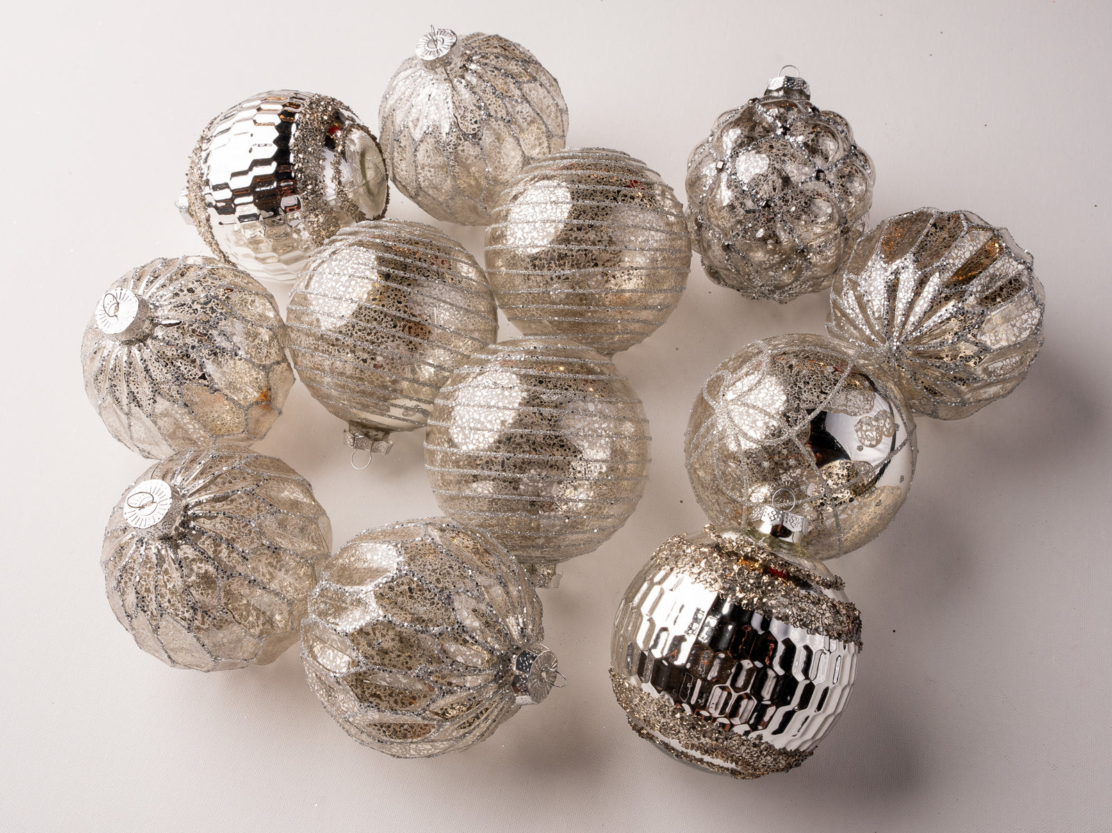 4” Glass Glitter Pearl Ball Ornament - Decorator's Warehouse