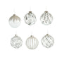 4" Crystal Silver & Glitter Ornament Assorted Set Of 12