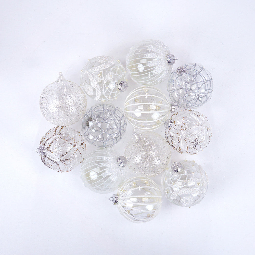4" Crystal Decorative Ornaments Assorted Set Of 12
