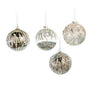 4" Grey & Silver Decorative Ball Assorted Set Of 12