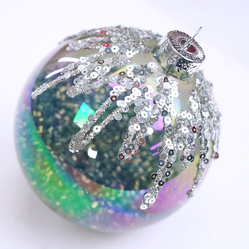 4" Grey & Silver Decorative Ball Ornament Assorted Set Of 12