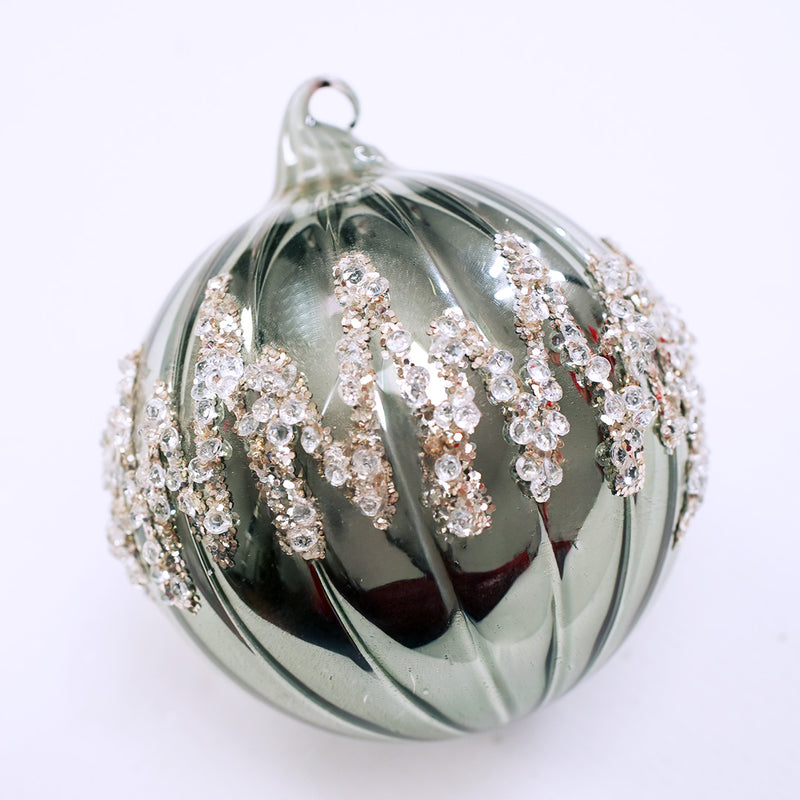 4" Grey & Silver Decorative Ball Ornament Assorted Set Of 12