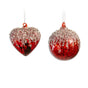 4" Red Heart & Ball Glitter Ornament Assorted Set Of 12
