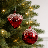 4" Red Glitter Sequin Glass Ornament Assorted Set Of 12