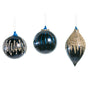 4" Blue Shiny Beaded Ornament Assorted Set Of 12