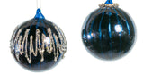 4" Blue Shiny Beaded Ornament Assorted Set Of 12