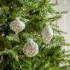 4" Silver Glitter Sequin Ornament Assorted Set Of 12
