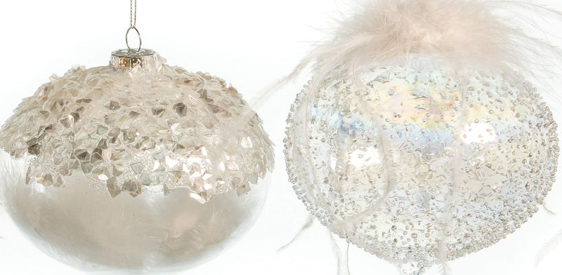 Juego surtido de 9 adornos de plumas iridiscentes de cristal de 12,7 cm