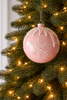 5" Pink Glitter Snowflake Glass Ball Ornament Set Of 9