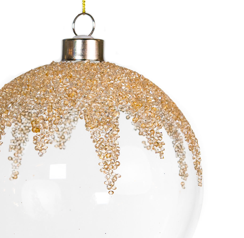 5" Crystal Champagne Ornament With Beads Set Of 9