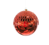 8" Lattice Ball With Glitter Set Of 4