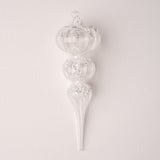 8" Clear Glitter Sequin Finial Ornament Set Of 4