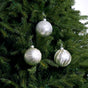 3" Matte Silver Glass With Glitter Assorted Ornament Set Of 12