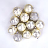 3" Matte Silver Glass With Glitter Assorted Ornament Set Of 12