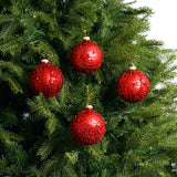3" Red Matte With Red Glitter Assorted Ornament Set Of 12