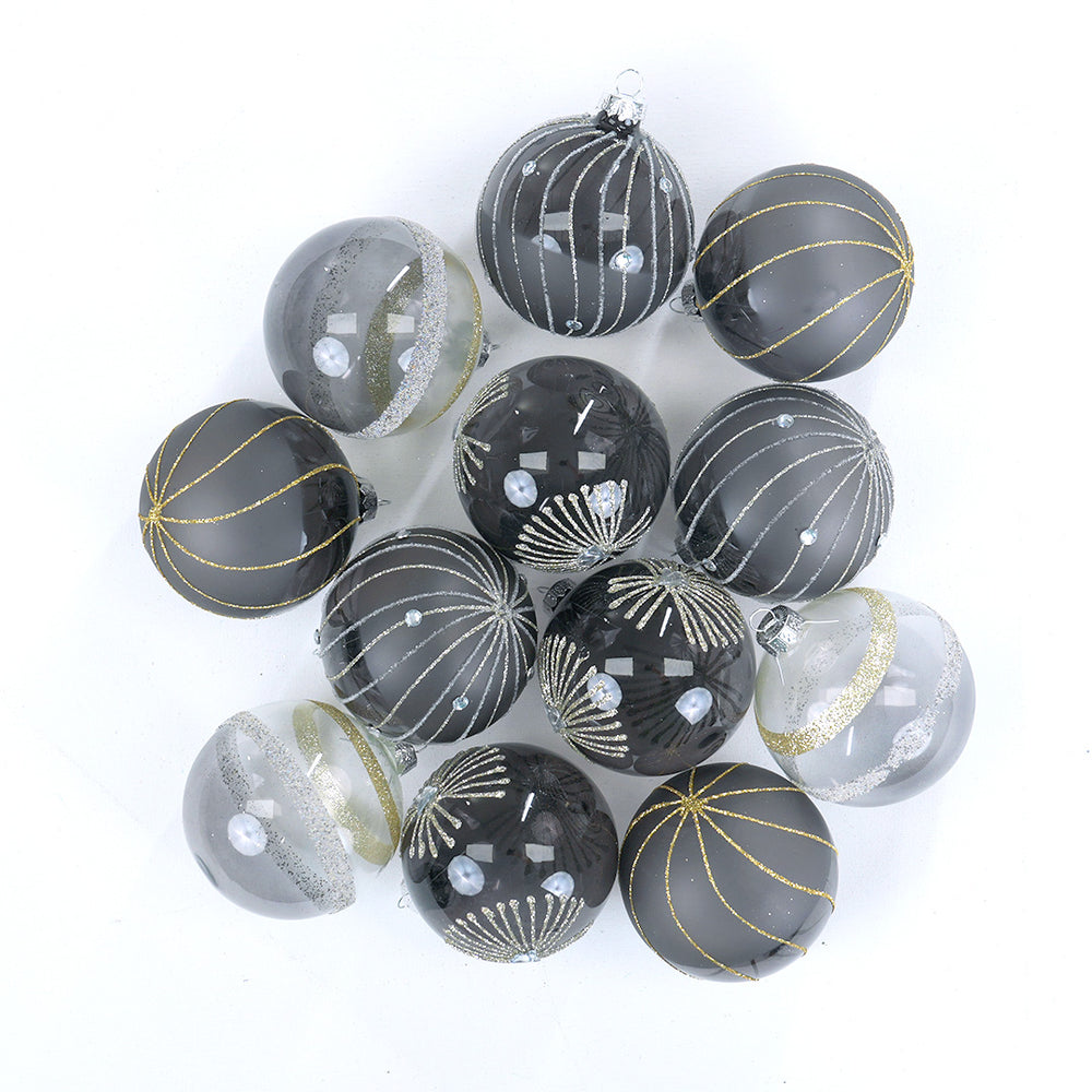 3" Night Blue Decorative Glass Ornament Assorted Set Of 24