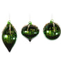 3" Shiny Green Glass Assorted Ornament Set Of 12