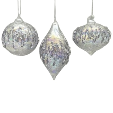 Glass Ornament with Silver Glitter
