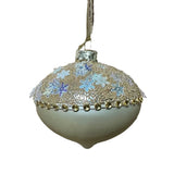 3" Champagne Beaded & Sequin Ornament Assorted Set Of 12
