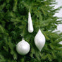 4" White Matte & Glitter Ornament Assorted Set Of 12