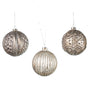 4" Silver Glittered Assorted Ornament Set Of 12