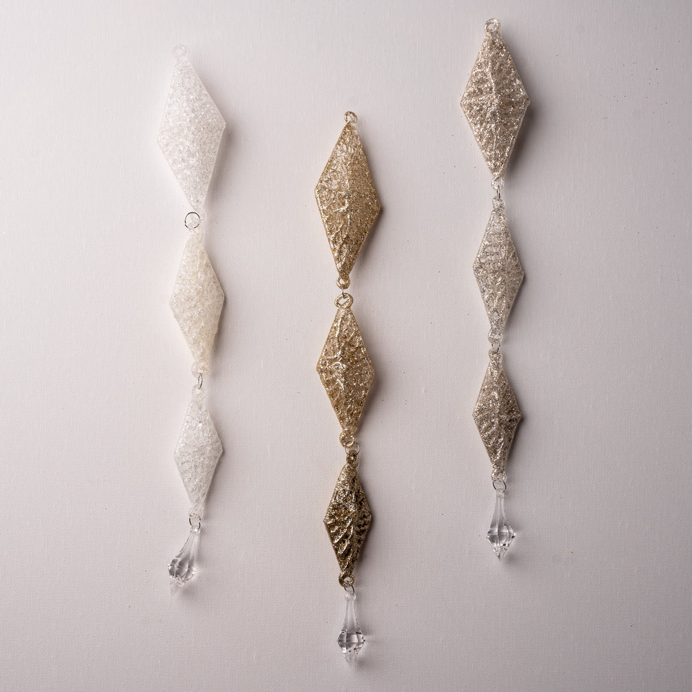 14" Assorted Glass Spun Hanging Drop Ornament Set Of 6