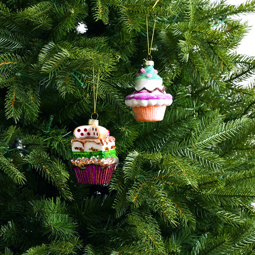 4" Layered Cupcake Assorted Ornament Set Of 6