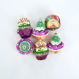 4" Layered Cupcake Assorted Ornament Set Of 6