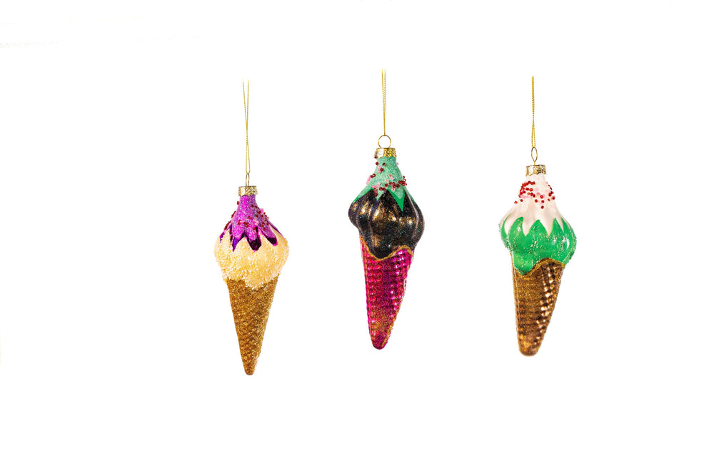 6" Ice Cream Assorted Ornament Set Of 12