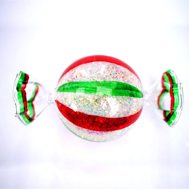 Juego surtido de 2 adornos luminosos de caramelo de 8" rojos y verdes