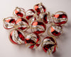 4" Red & Gold Striped Ornament Assorted Set Of 12