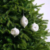 3"-5" Silver Beaded Ornament Assorted Set Of 12