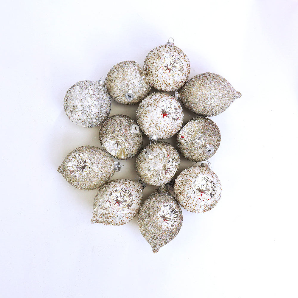 Juego de 12 adornos decorativos plateados de 3 a 5 pulgadas
