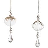 7" Clear Jeweled Onion Drop Assorted Set Of 6