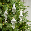 6" Winter Frost Clear Finial Ornament Assorted Set Of 12