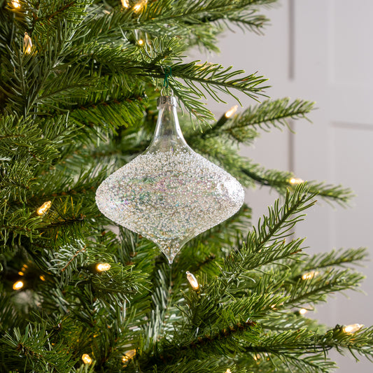 5" Iridescent Beaded Glass Finial Ornament Set Of 6