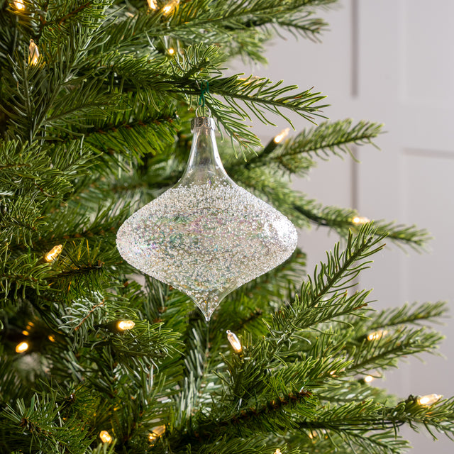5" Iridescent Beaded Glass Finial Ornament Set Of 6