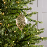 6" Clear Gold Glass Finial Ornament Set Of 12