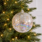 Set de 4 adornos de bola de cristal con purpurina dorada iridiscente de 6"