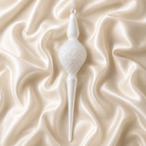 16" Icy White Finial Ornament Set of 6