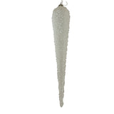 14" White Glitter Glass Finial Ornament Set Of 6
