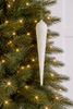 14" White Glitter Glass Finial Ornament Set Of 6
