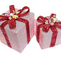 6" & 8" Red & White Stripe Gift Box With Sequin Bow