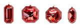 4" - 5" Red Glitter Jewel Ornament Assorted Set Of 4