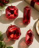 4" - 5" Red Glitter Jewel Ornament Assorted Set Of 4