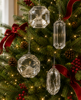 4" - 5" Silver Glitter Jewel Ornament Assorted Set Of 4