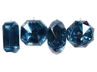 4"- 5" Sapphire Jewel Ornament Assorted Set Of 12
